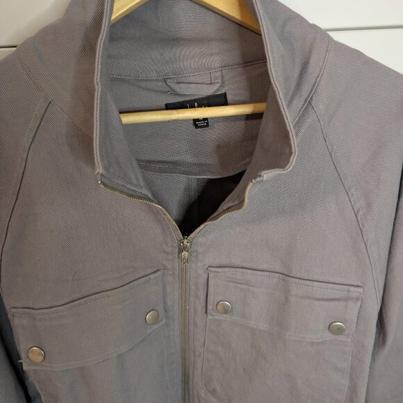 Lulus Grey/Lilac Cropped Utility Bomber Military Style Jacket | Women’s Medium - Picture 2 of 11